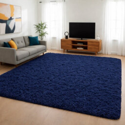 Aspire Homeware Non Slip Navy Shaggy Rug Soft Fluffy Washable, Living Area And Dining Room Rug, (L)230Cm X (W)160Cm - thumbnail 6