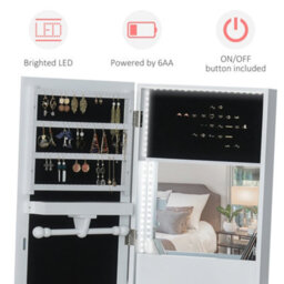Homcom Freestanding Jewellery Storage Armoire W/ 2 Mirrors Drawers Hooks Lights - thumbnail 4