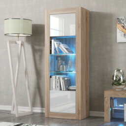 Modern Sideboard Display Cabinet Cupboard Tv Stand Living Room High Gloss Doors - Oak & White - thumbnail 3