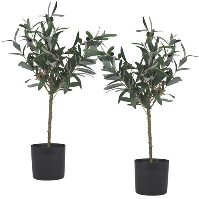 Urbn-Living Urbnliving 60Cm Height 2 Pcs Artificial Olive Tree Plant Greenery In Pot Indoor Outdoor Home Office Decor