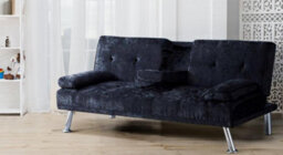 Comfy Living Verona Crushed Velvet Sofa Bed In Black - thumbnail 1