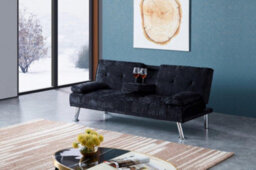 Comfy Living Verona Crushed Velvet Sofa Bed In Black - thumbnail 2
