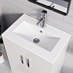 Belofay 500mm Bathroom Vanity Unit With Basin, White Ceramic Bathroom Sink With Trap And Waste, No Tap Included(New York White) - thumbnail 4