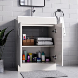 Belofay 500mm Bathroom Vanity Unit With Basin, White Ceramic Bathroom Sink With Trap And Waste, No Tap Included(New York White) - thumbnail 2