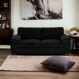 BlissFurniture Ltd Jumbo Cord Amalfi 3 Seater Sofa Stylish And Spacious Sofa For Modern Living Rooms Soft Cushions & Cozy Soft Cord Fabric In Black - thumbnail 4