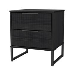 Ancona Matt Black Ash 2 Drawer Non-Extendable Bedside Table (H)515mm (W)450mm (D)395mm - thumbnail 3