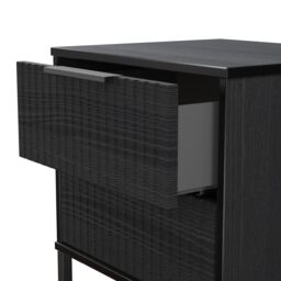 Ancona Matt Black Ash 2 Drawer Non-Extendable Bedside Table (H)515mm (W)450mm (D)395mm - thumbnail 6