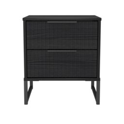 Ancona Matt Black Ash 2 Drawer Non-Extendable Bedside Table (H)515mm (W)450mm (D)395mm - thumbnail 2