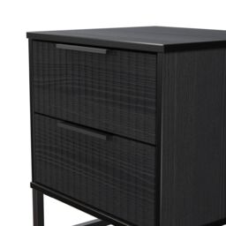 Ancona Matt Black Ash 2 Drawer Non-Extendable Bedside Table (H)515mm (W)450mm (D)395mm - thumbnail 5
