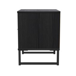 Ancona Matt Black Ash 2 Drawer Non-Extendable Bedside Table (H)515mm (W)450mm (D)395mm - thumbnail 4