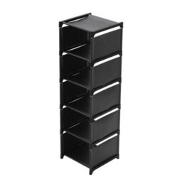 Living And Home 6 Tier Black Plastic Adjustable Shoe Rack Shoe Storage Organiser Shoe Shelf - thumbnail 2