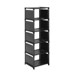 Living And Home 6 Tier Black Plastic Adjustable Shoe Rack Shoe Storage Organiser Shoe Shelf - thumbnail 3