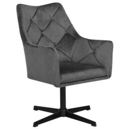 Beliani Swivel Armchair Vaksala Velvet Dark Grey