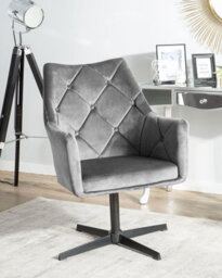 Beliani Swivel Armchair Vaksala Velvet Dark Grey - thumbnail 2