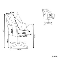 Beliani Swivel Armchair Vaksala Velvet Dark Grey - thumbnail 3