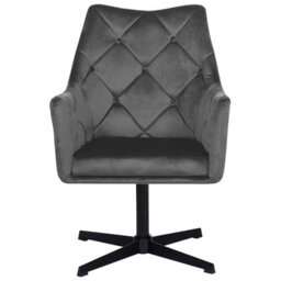 Beliani Swivel Armchair Vaksala Velvet Dark Grey - thumbnail 4