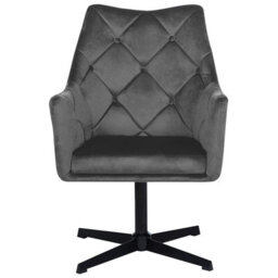 Beliani Swivel Armchair Vaksala Velvet Dark Grey - thumbnail 5