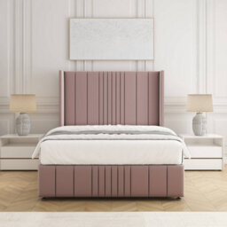 Bsspoke Elise Divan Bed Set Pink Plush Velvet  With 54Inch Headboard & Footboard 2 Drawers Footend & Mattress In All Sizes - thumbnail 2