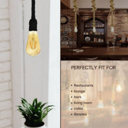 Vintage Ceiling Pendant Lights Industrial Loft Hemp Rope Black Hanging Retro Lamp - thumbnail 3