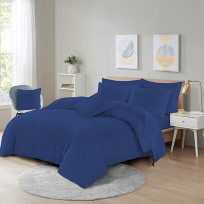 Homes & Linen Easy Care Poly-Cotton Plain Dyed Duvet Cover Set