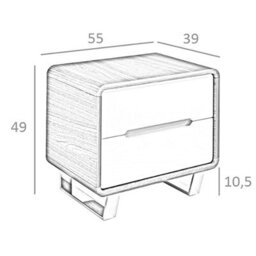 Angel Cerda Stylish White Wood Bedside Table With Walnut And Chrome Accents - thumbnail 6