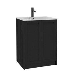 Royal Bathrooms Elmore 600mm Traditional Floor Standing 2 Door Vanity Unit With Sintered Stone Basin Sink - Matt Nocturne Black - thumbnail 6