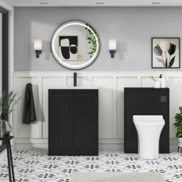 Royal Bathrooms Elmore 600mm Traditional Floor Standing 2 Door Vanity Unit With Sintered Stone Basin Sink - Matt Nocturne Black - thumbnail 4