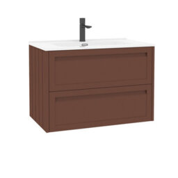 Royal Bathrooms Elmore 800mm Traditional Wall Hung 2 Drawer Bathroom Vanity Unit With Ceramic Basin Sink - Terracotta Clay - thumbnail 6