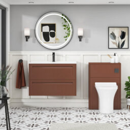 Royal Bathrooms Elmore 800mm Traditional Wall Hung 2 Drawer Bathroom Vanity Unit With Ceramic Basin Sink - Terracotta Clay - thumbnail 4