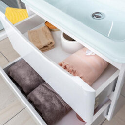 Plum&clay Eden Gloss White Wall Hung Vanity Unit With White Glass Basin (W)600mm - thumbnail 9