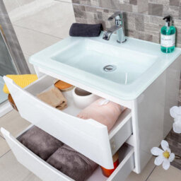 Plum&clay Eden Gloss White Wall Hung Vanity Unit With White Glass Basin (W)600mm - thumbnail 8