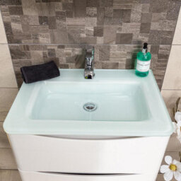 Plum&clay Eden Gloss White Wall Hung Vanity Unit With White Glass Basin (W)600mm - thumbnail 6