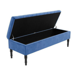Safar 120Cm Ottoman Storage Bench - Plush Velvet Shoe Bench - Duck Egg Lined Upholstery Storage Footstool - thumbnail 5