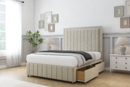"Comfort Arizona Cream Plush Divan Bed Set 2 Drawers Left Side - 26"" Strutted & 12"" Footboard 3' Single" - thumbnail 2