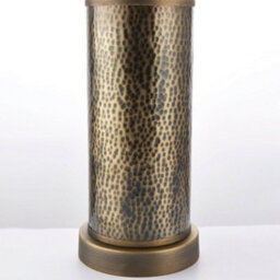 2 Pack Hammered Bronze Table Lamp Aged Metal & Off White Shade Bedside Light - thumbnail 4