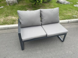 Fimous Aluminum Outdoor Garden Furniture Single Arm 2 Seater Sofa With Seat Cushion Right Side - thumbnail 1
