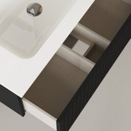 Banyetti Linea Matt Black Ribbed Wall Hung Vanity Unit 800mm X 390mm - thumbnail 4