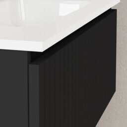 Banyetti Linea Matt Black Ribbed Wall Hung Vanity Unit 800mm X 390mm - thumbnail 2