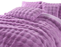 Homes & Linen Lilac Teddy Square Duvet Cover Set Ultra Soft Plush Bedding With Matching Pillowcases - thumbnail 4