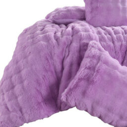 Homes & Linen Lilac Teddy Square Duvet Cover Set Ultra Soft Plush Bedding With Matching Pillowcases - thumbnail 3
