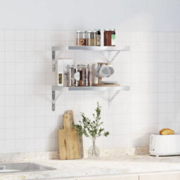 Berkfield Wall Shelves 2 Pcs 50X30X3 Cm Silver Stainless Steel - thumbnail 3