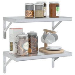 Berkfield Wall Shelves 2 Pcs 50X30X3 Cm Silver Stainless Steel - thumbnail 4