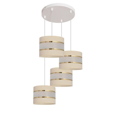 Luminosa Lighting Luminosa Helen Cluster Pendant Ceiling Light Ecru, Gold, White 35Cm
