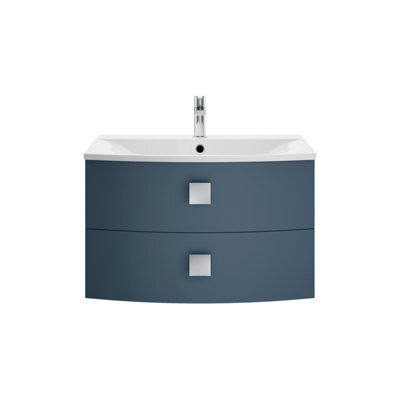 Hudson Reed Sarenna Wall Hung 2 Drawer Vanity Unit 706mm-Mineral Blue - image 1