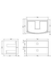 Hudson Reed Sarenna Wall Hung 2 Drawer Vanity Unit 706mm-Mineral Blue - thumbnail 2