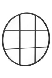 "Mirroroutlet Circulus - Black Metal Framed Round Window Wall Mirror 39"" X 39"" (100X100Cm)" - thumbnail 4