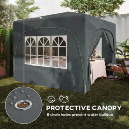 Outsunny 3 X 3(M) Upf50+ Pop Up Gazebo With Sides And Carry Bag, Dark Grey - thumbnail 6