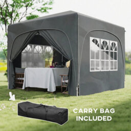 Outsunny 3 X 3(M) Upf50+ Pop Up Gazebo With Sides And Carry Bag, Dark Grey - thumbnail 7