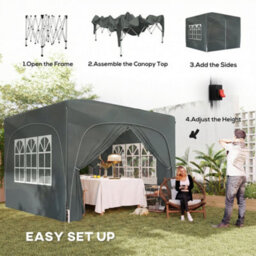 Outsunny 3 X 3(M) Upf50+ Pop Up Gazebo With Sides And Carry Bag, Dark Grey - thumbnail 4
