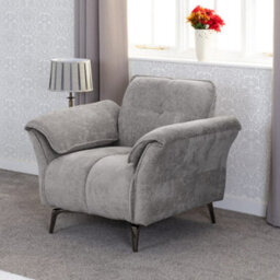Seconique Amalfi 1 Seater Chair In Grey Fabric And Metal Legs - thumbnail 1